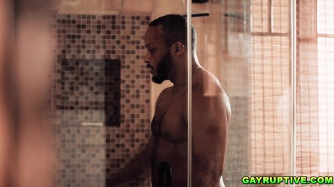 Bear daddy voyeurs and jerks off while watching men fucking in 3some