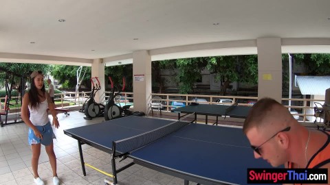 Ping pong amateur couple end up having dirty sex in the shower