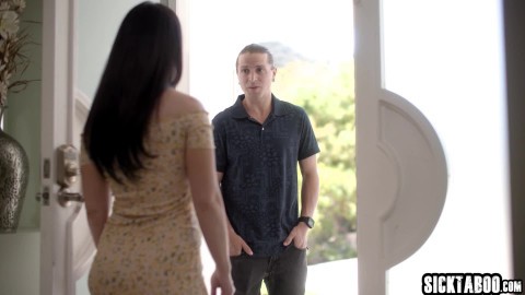 MILF Jennifer White tit fucked by stepson before he fucked her so hard