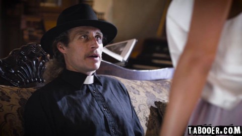 Spencer and Mona ramp up the seduction, until the priest gives in