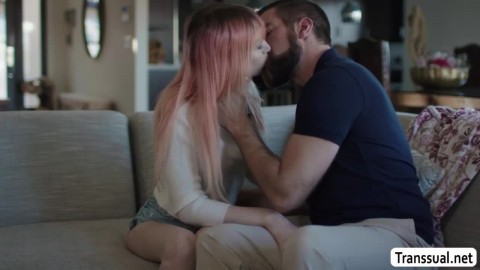 Busty TS  analed by beareded stedad