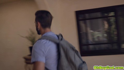 Stepson threesome sex outdoor with MILF Vanessa and Queenie