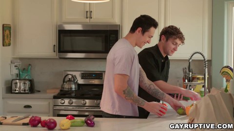 Jayden Marcos fucks his cooking teacher Calvin Banks