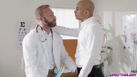 Dr. Brogan gets his face messed up by an epic cumshot!