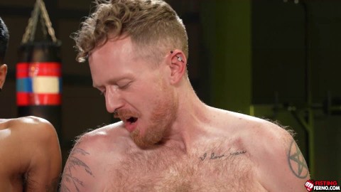 Logan Bell and Apollo Fates sitting on Erics fists