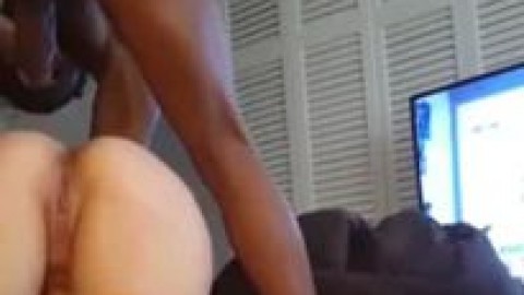 Sexy wife in pigtails sucking bbc