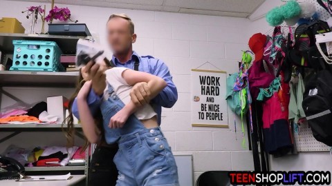 Feisty teen thief Sia Wood big cock punishment from the security officer