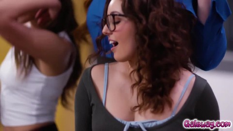 Leana and Aften start dancing in increasingly sexy ways