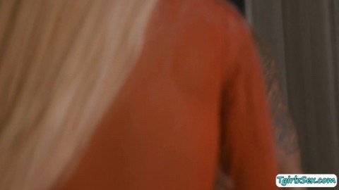 Stunning transgender Aubrey Kate rims and fucks her boyfriends asshole