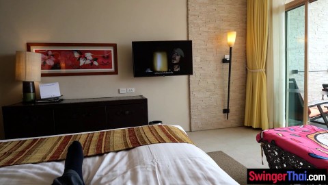 Tiny Thai teen amateur date turns into a blowjob and sex while he recorded