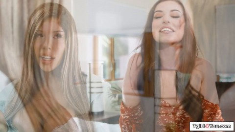 Girl anal fucks busty trans Brittney Kade with strap on toy