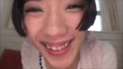 Abusive girl spits and licks glass plate