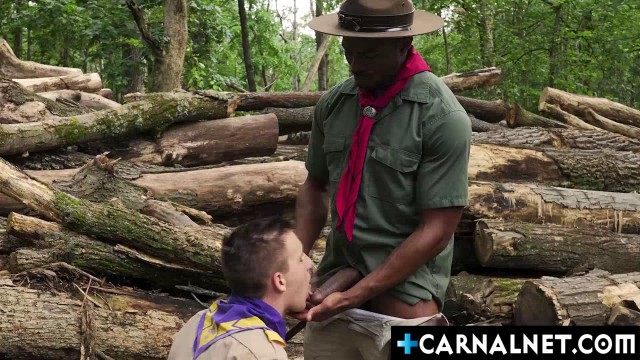Scout Zac Steele taking scoutmaster Sean Xaviers big black cock
